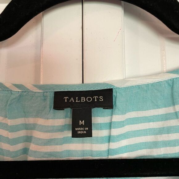 Talbots mint striped beaded neckline top size medium - Picture 4 of 8